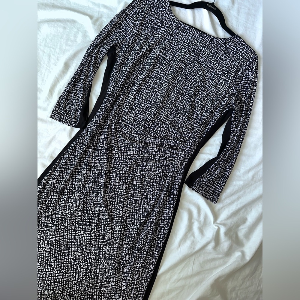 Anne Klein black and white shift dress size Large